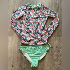 Long Sleeve Swimsuits Girl’s Size 14 Lot of Two Two Pieces Bathing Suits Swim